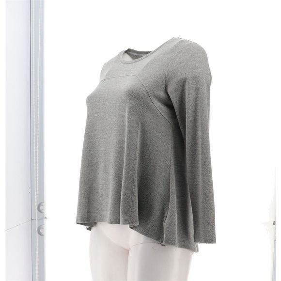 NWT DG2 BY DIANE GILMAN SEAMED BRUSHED KNIT SWEATER W/SWING HEM GRAY XS - Picture 2 of 11
